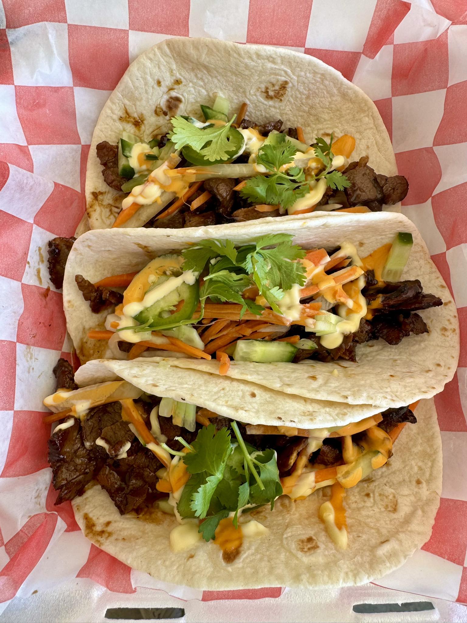 Korean inspired tacos, global fusion on a food truck menu
