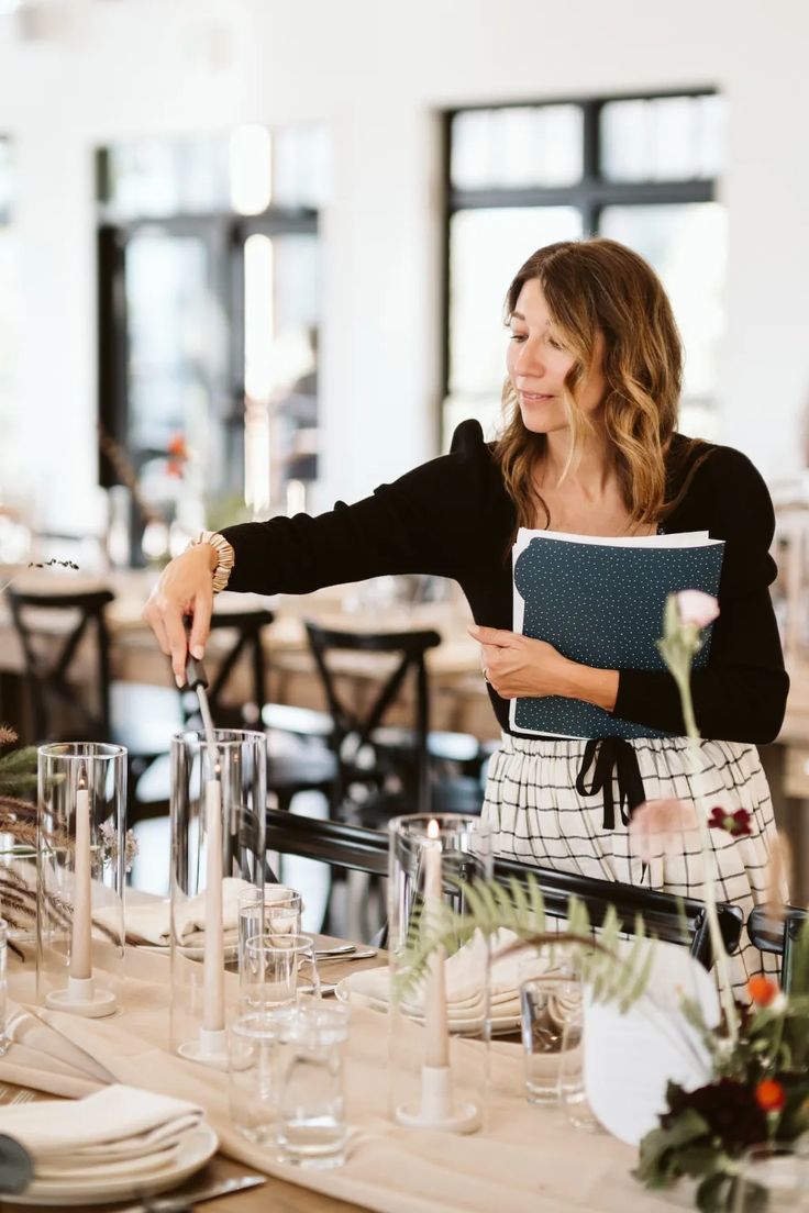 Catering manager reviewing a catering proposal and confirming details