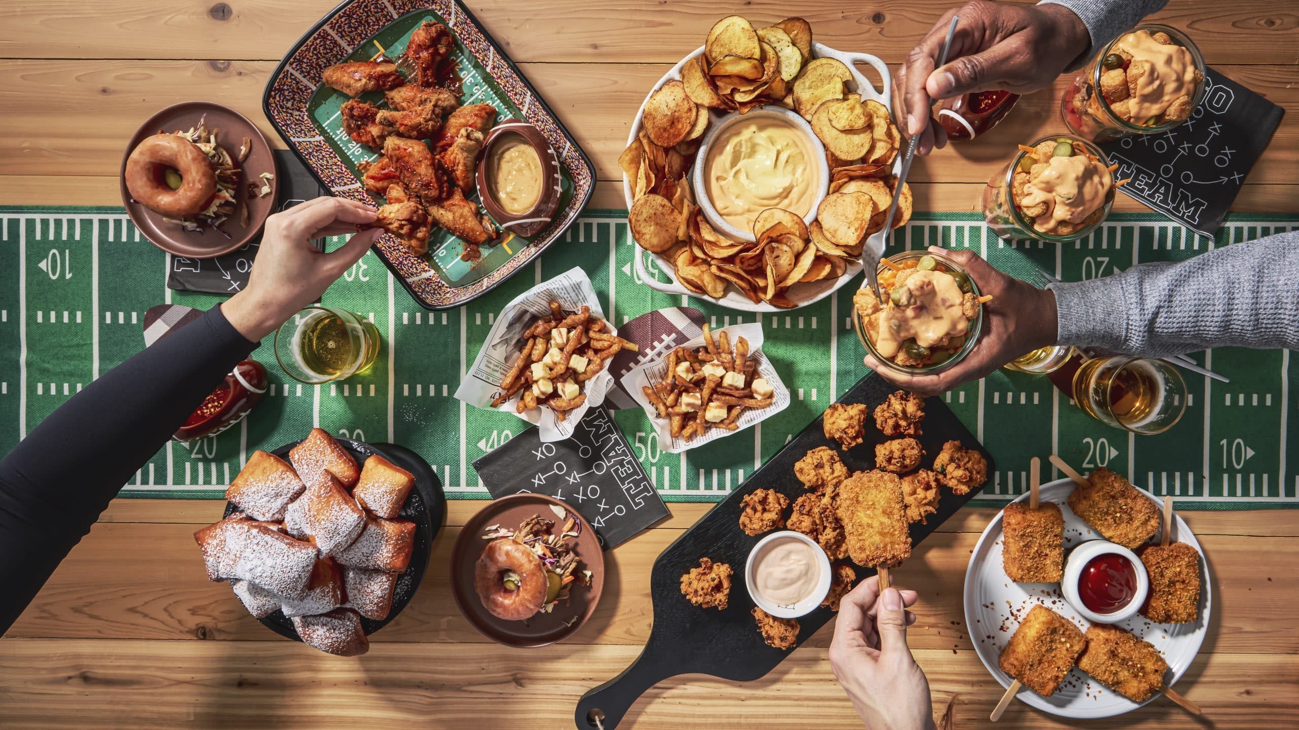 Party food spread and game day catering