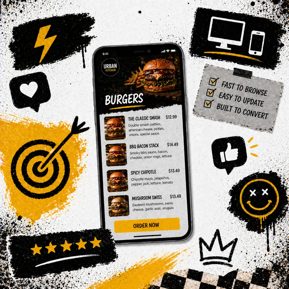 Restaurant menu edits and updates on a screen