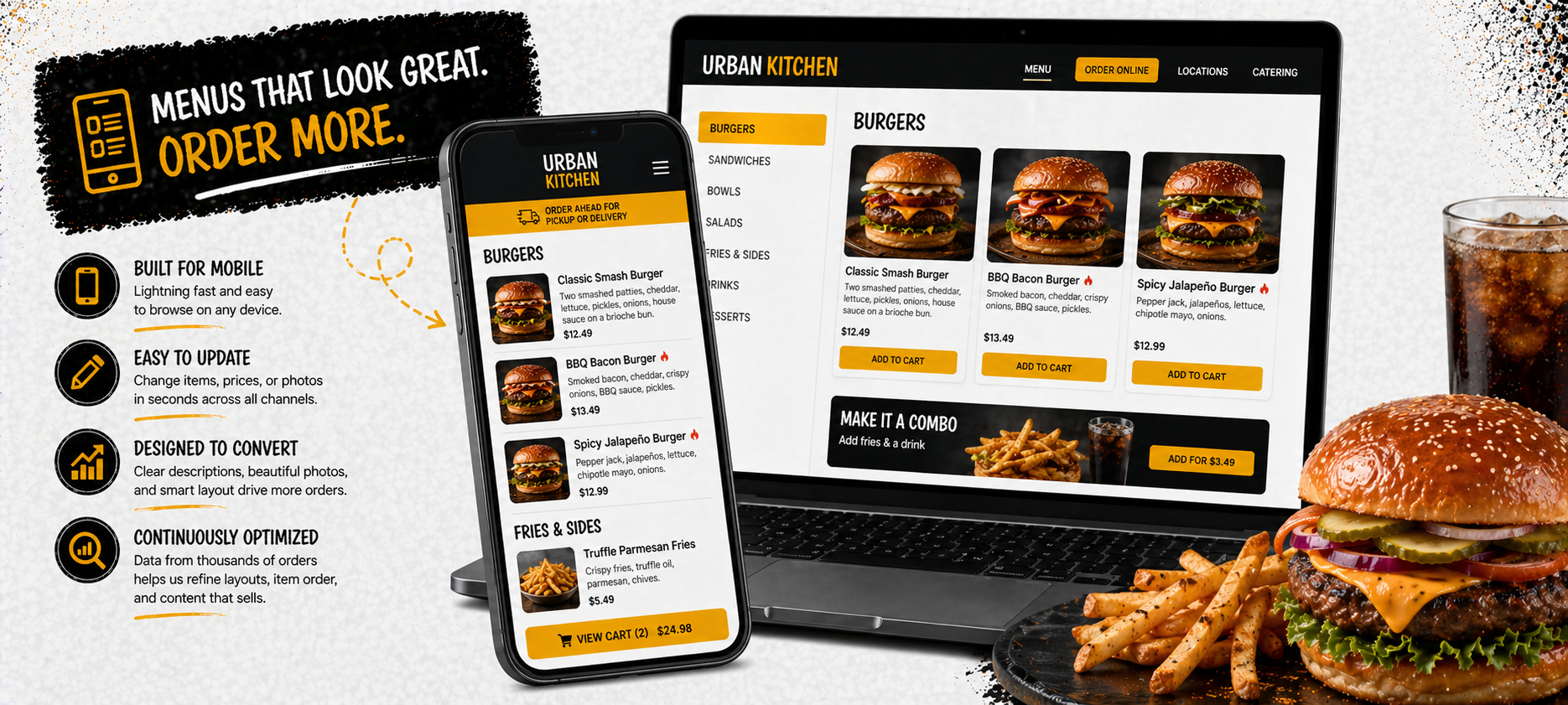 Digital restaurant menu on a phone