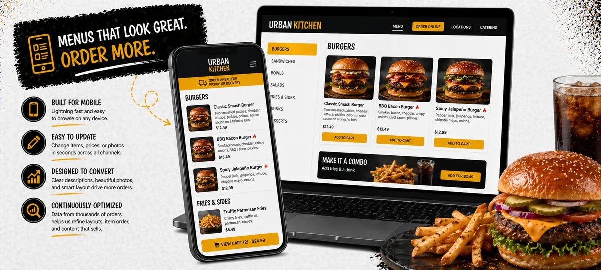 Digital restaurant menu on a phone