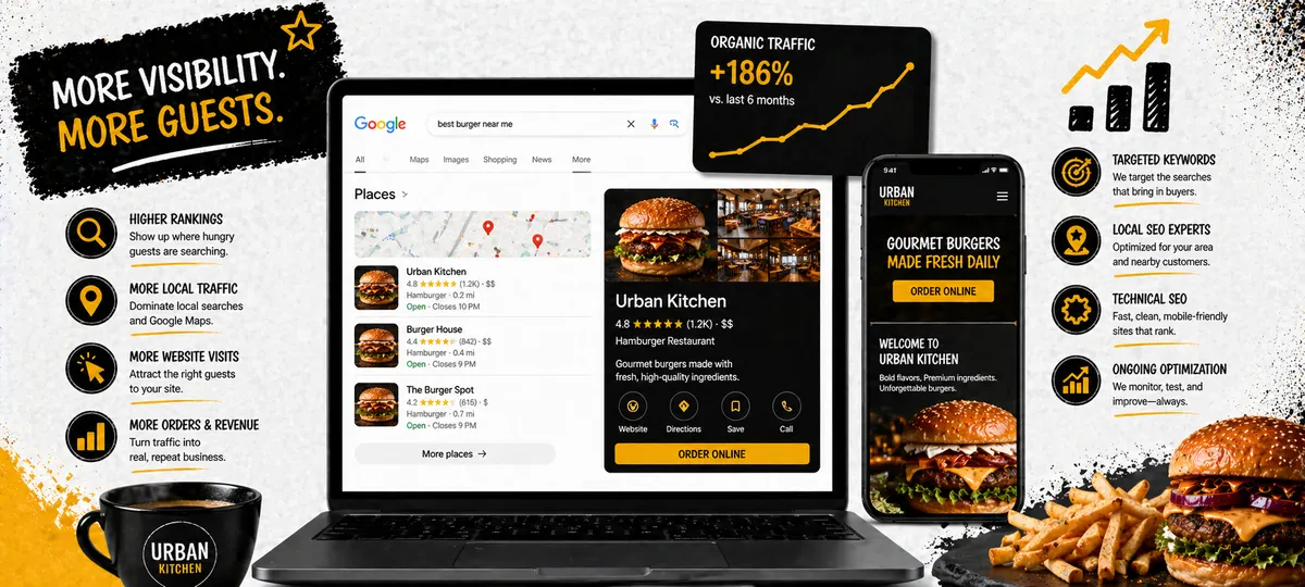 Restaurant owner reviewing SEO performance