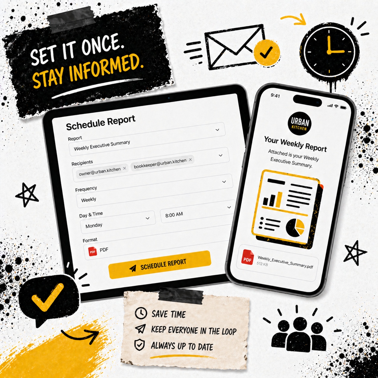 Phone screen showing restaurant order management cards